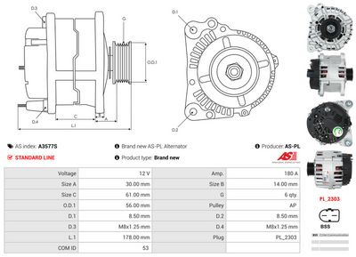 GENERATOR / ALTERNATOR AS-PL A3577S 4