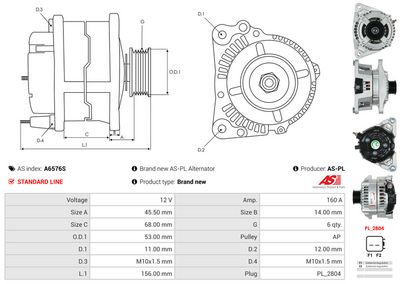 GENERATOR / ALTERNATOR AS-PL A6576S 4