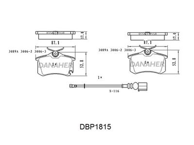 DANAHER DBP1815 Тормозные колодки и сигнализаторы  для SKODA FELICIA (Шкода Феликиа)