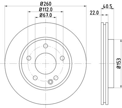 HELLA 8DD 355 105-991 Тормозные диски  для MERCEDES-BENZ A-CLASS (Мерседес А-класс)