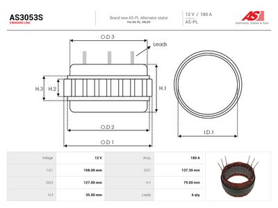 Stator, alternator AS-PL AS AS3053S