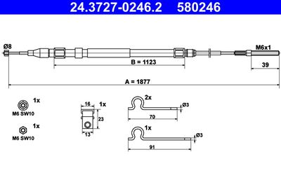 Cable Pull, parking brake 24.3727-0246.2