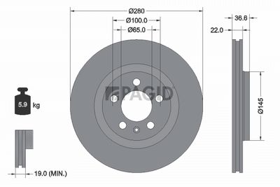 спирачен диск PAGID 53954NHC