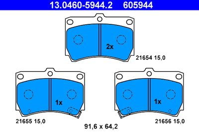 Комплект тормозных колодок, дисковый тормоз ATE 13.0460-5944.2 для MAZDA 121