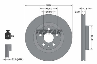 Тормозной диск TEXTAR 92323905 для VOLVO XC40