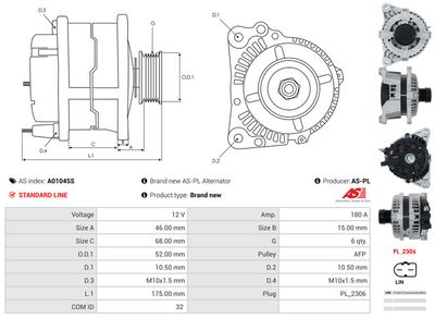 GENERATOR / ALTERNATOR AS-PL A01045S 4