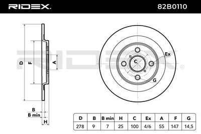спирачен диск RIDEX 82B0110