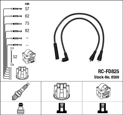 Комплект проводов зажигания NGK 8569 для FORD P