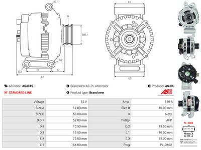 GENERATOR / ALTERNATOR AS-PL A6431S 4