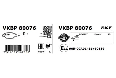 Brake Pad Set, disc brake VKBP 80076