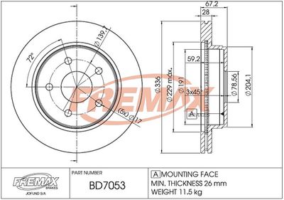 FREMAX BD-7053 Тормозные диски  для CHRYSLER ASPEN (Крайслер Аспен)
