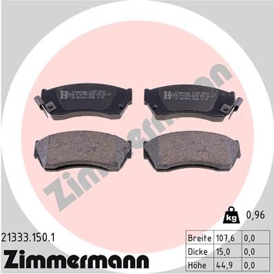 Комплект тормозных колодок, дисковый тормоз ZIMMERMANN 21333.150.1 для SUZUKI CAPPUCCINO