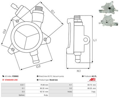 POMPA VACUUM SISTEM DE FRANARE AS-PL P2006S 2
