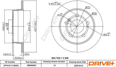 Tarcza hamulcowa DR!VE+ DBD0020C