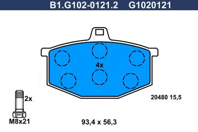 B1.G102-0121.2 GALFER Комплект тормозных колодок, дисковый тормоз