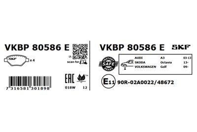 Brake Pad Set, disc brake VKBP 80586 E