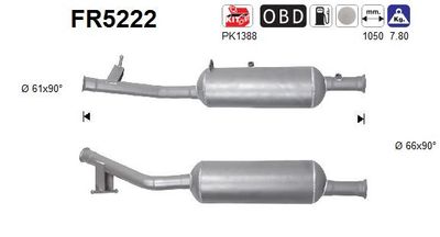 Filtr sadzy / filtr cząstek stałych, układ wydechowy AS FR5222