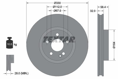 Тормозной диск TEXTAR 92279405 для MERCEDES-BENZ MARCO