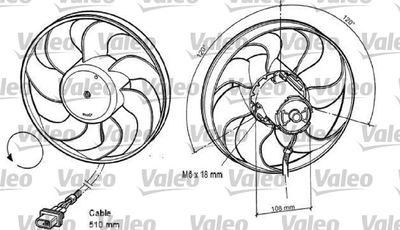 Вентилятор, охлаждение двигателя VALEO 696042 для VW BORA