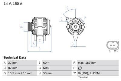 GENERATOR / ALTERNATOR BOSCH 0986047140