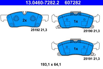 Комплект тормозных колодок, дисковый тормоз ATE 13.0460-7282.2 для MERCEDES-BENZ GL-CLASS