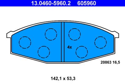 Комплект тормозных колодок, дисковый тормоз 13.0460-5960.2