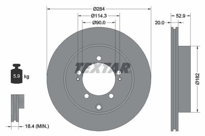 Тормозной диск TEXTAR 92171303 для MITSUBISHI GTO