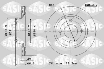 SASIC 9004822J Тормозные диски  для FIAT ALBEA (Фиат Албеа)