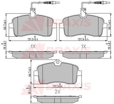 Комплект тормозных колодок, дисковый тормоз BRAXIS AA0638 для PEUGEOT 407