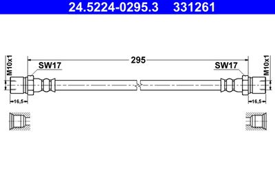 Тормозной шланг ATE 24.5224-0295.3 для VW KAEFER