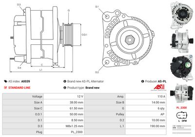 GENERATOR / ALTERNATOR AS-PL A0039 4