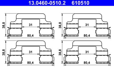 Комплектующие, колодки дискового тормоза ATE 13.0460-0510.2 для SEAT CORDOBA