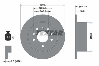 TEXTAR 92068800 Тормозные диски  для SAAB 900 II купе 2.0 -16 Turbo