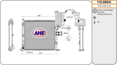 Радиатор, охлаждение двигателя AHE 118.088/A для MERCEDES-BENZ V-CLASS