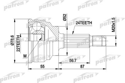 Шарнирный комплект, приводной вал PATRON PCV1024 для MAZDA 323