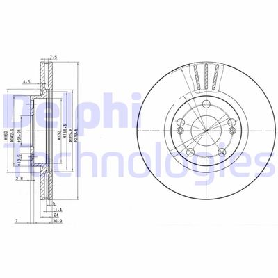 DELPHI BG2697 Тормозные диски DELPHI для RENAULT SCÉNIC I вэн (JA0/1_, FA0_)