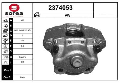 Тормозной суппорт EAI 2374053 для VW KAEFER