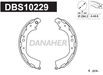 DANAHER DBS10229 Тормозные колодки барабанные  для NISSAN NP300 (Ниссан Нп300)