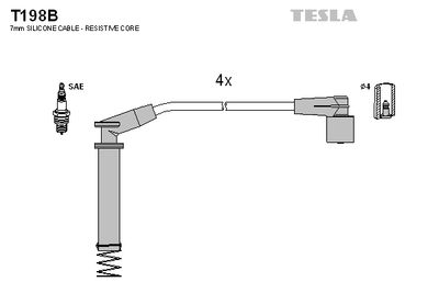 Комплект проводов зажигания TESLA T198B для DAEWOO NUBIRA