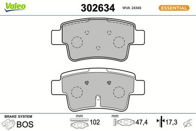 BREMSBELAGSATZ SCHEIBENBREMSE VALEO 302634