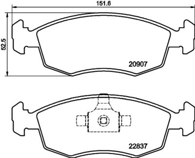 Комплект тормозных колодок, дисковый тормоз HELLA 8DB 355 039-311 для FIAT STRADA