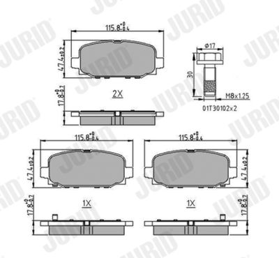 Комплект тормозных колодок, дисковый тормоз JURID 573824J для JEEP COMPASS