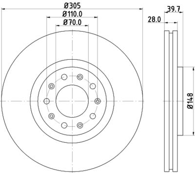 Тормозной диск HELLA 8DD 355 116-631 для CHRYSLER 200