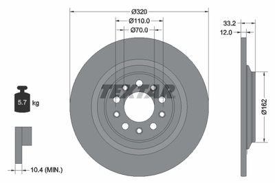 Тормозной диск TEXTAR 92304103 для JEEP CHEROKEE