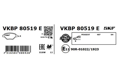 Brake Pad Set, disc brake VKBP 80519 E