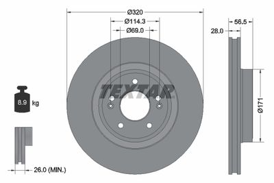 Тормозной диск TEXTAR 92323605 для KIA STINGER