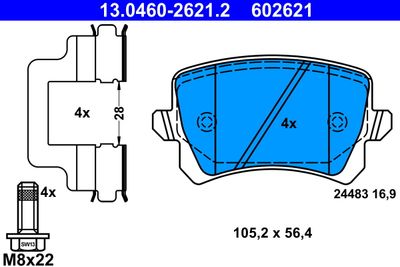 Комплект тормозных колодок, дисковый тормоз 13.0460-2621.2