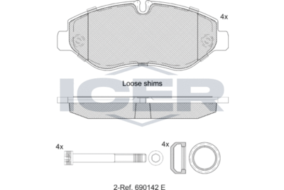 Zestaw klocków hamulcowych, hamulce tarczowe ICER LM1832