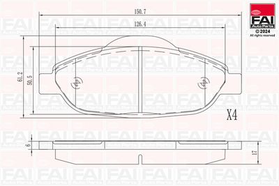 Sada brzdových destiček, kotoučová brzda FAI AutoParts BP145