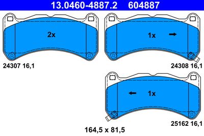 Комплект тормозных колодок, дисковый тормоз ATE 13.0460-4887.2 для LEXUS IS